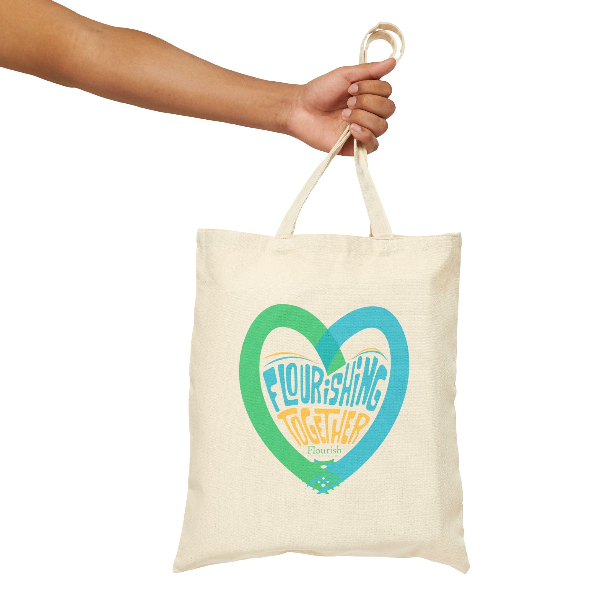 Heart Hands Flourishing Together Natural Tote Bag – Flourish Therapy Collection